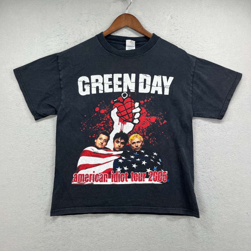 Green Day T Shirt Mens M Black American Idiot Tour 2005 Band Graphic Punk Rock